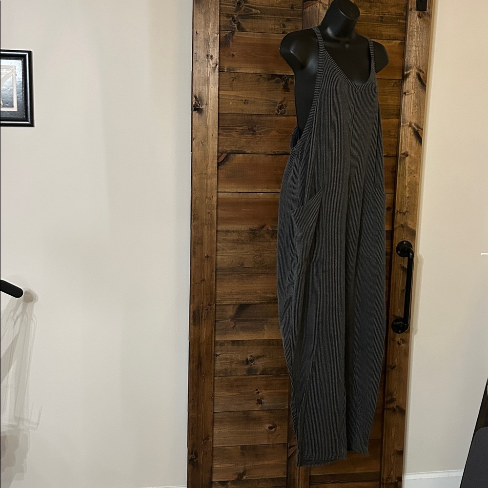 Discreet Charcoal and Black Striped Garment